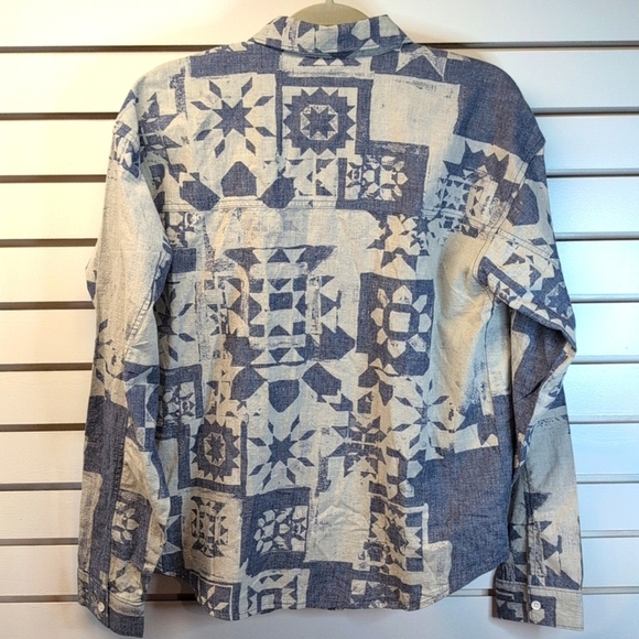 NWT Vans HOMESPUN LONG SLEEVE WOVEN TOP in Ashley Blue Size L - Picture 6 of 9